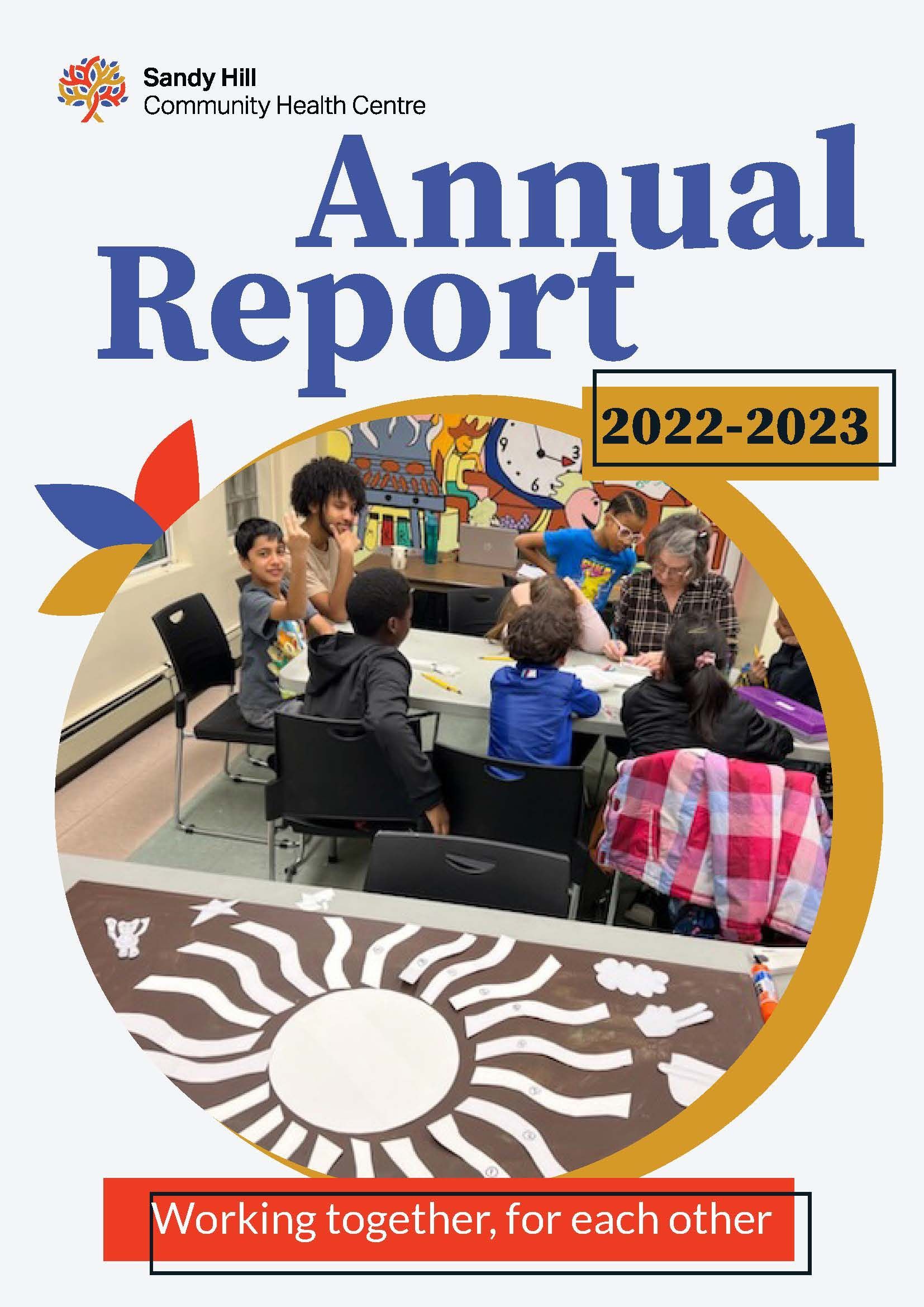 Cover page of the Sandy Hill Community Health Centre Annual Report 2022-2023.